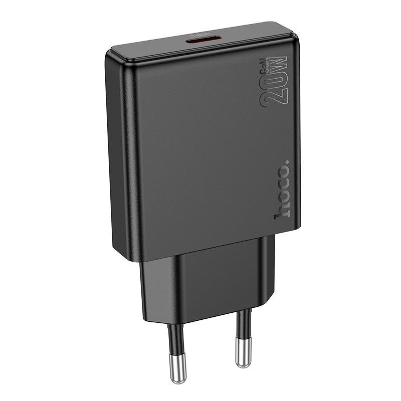 Зарядний пристрій Hoco Delgado single port charger N37 20W PD/QC Black (14197731)