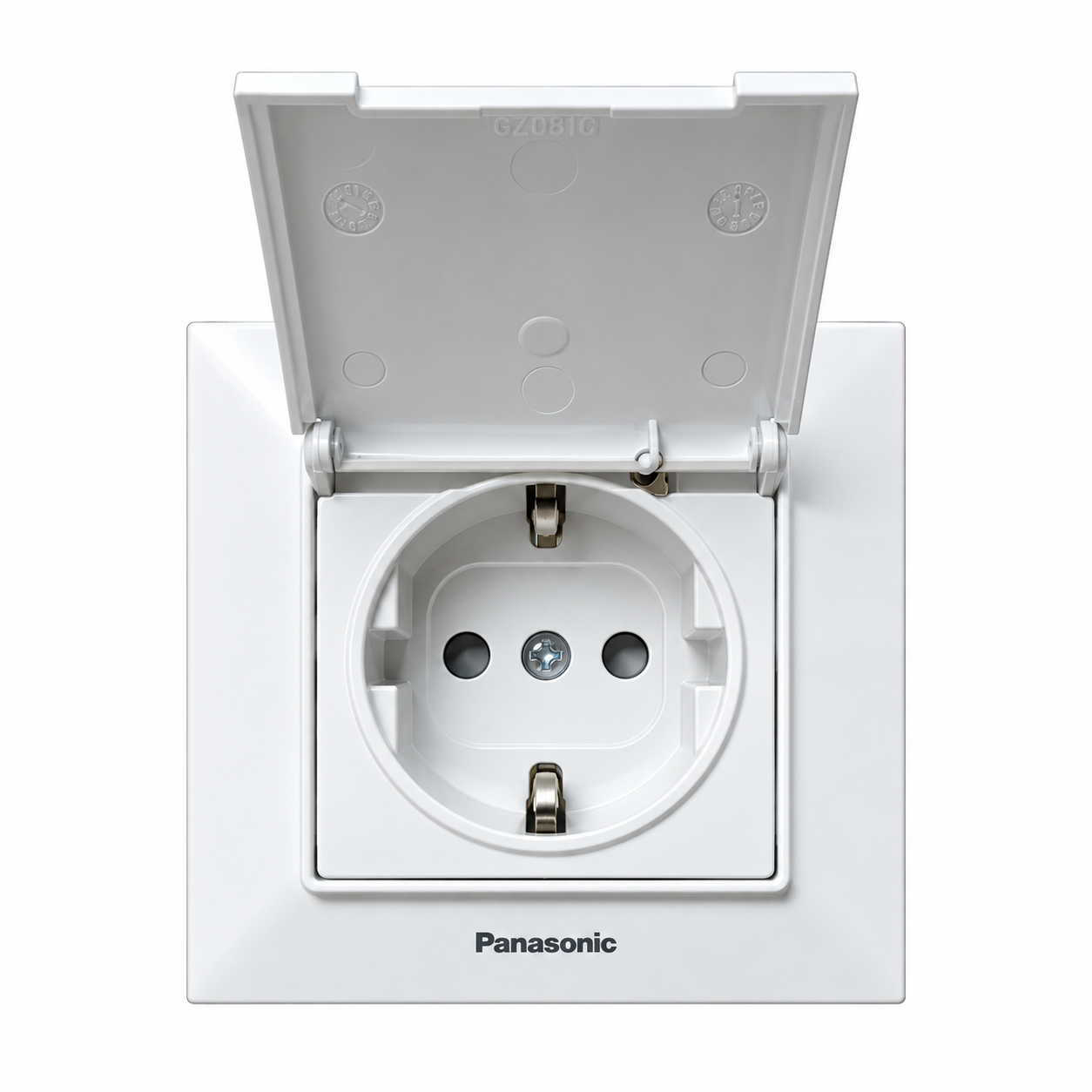Розетка 1-я с заземлением с защитными шторками с крышкой Panasonic Arkedia Slim Белый