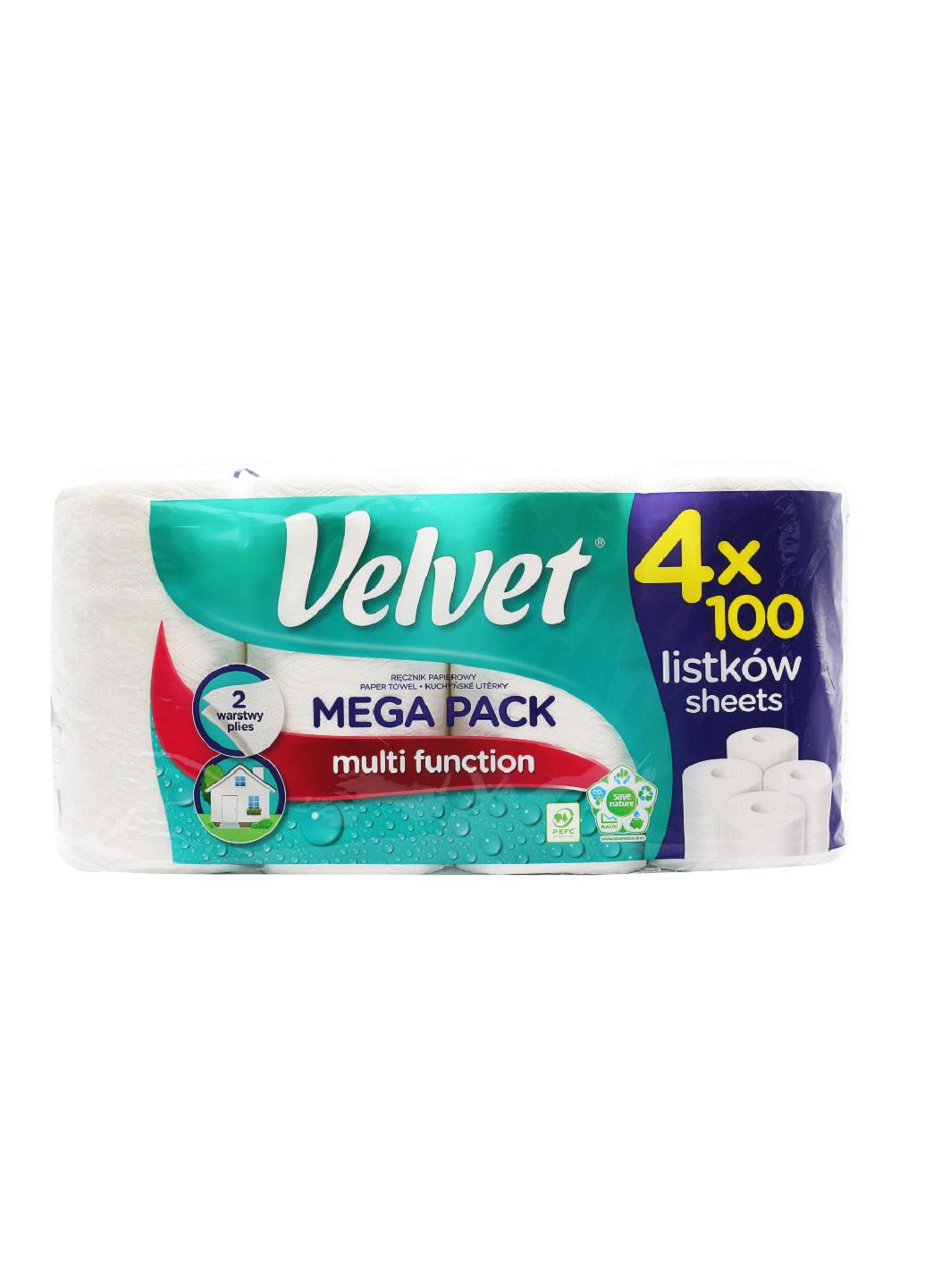 Бумажные полотенца Velvet Mega Pack двухслойные 4 рулона (НФ-00003270)