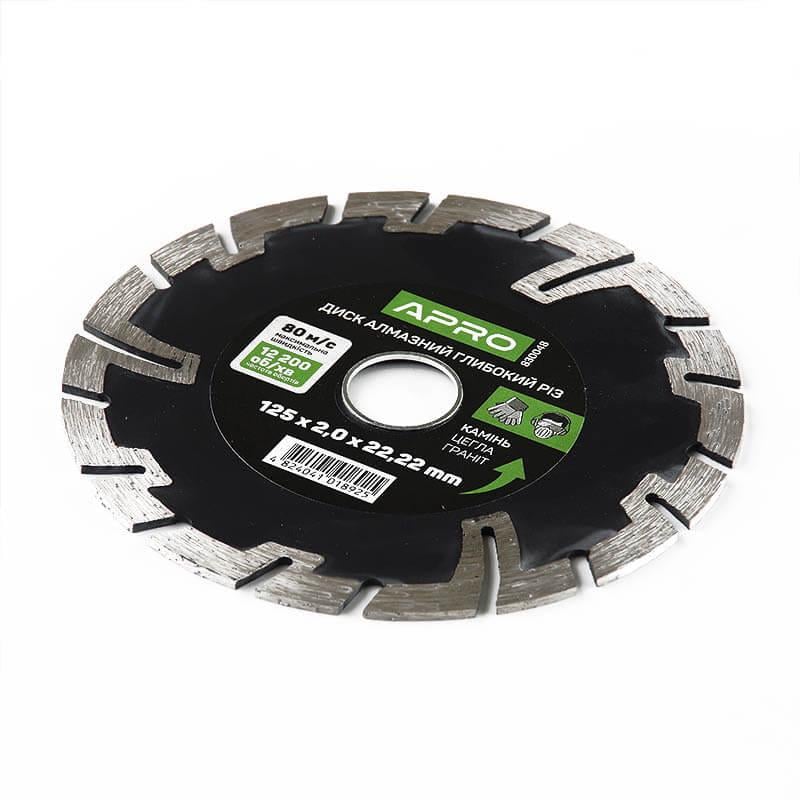 Диск алмазный по бетону Apro глубокий рез 125х2,0х22,22 мм 22-24% (51875/830048) - фото 2