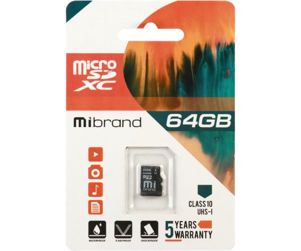 Карта Пам'яті Mibrand MicroSDXC 64gb UHS-1 10 Class, Black