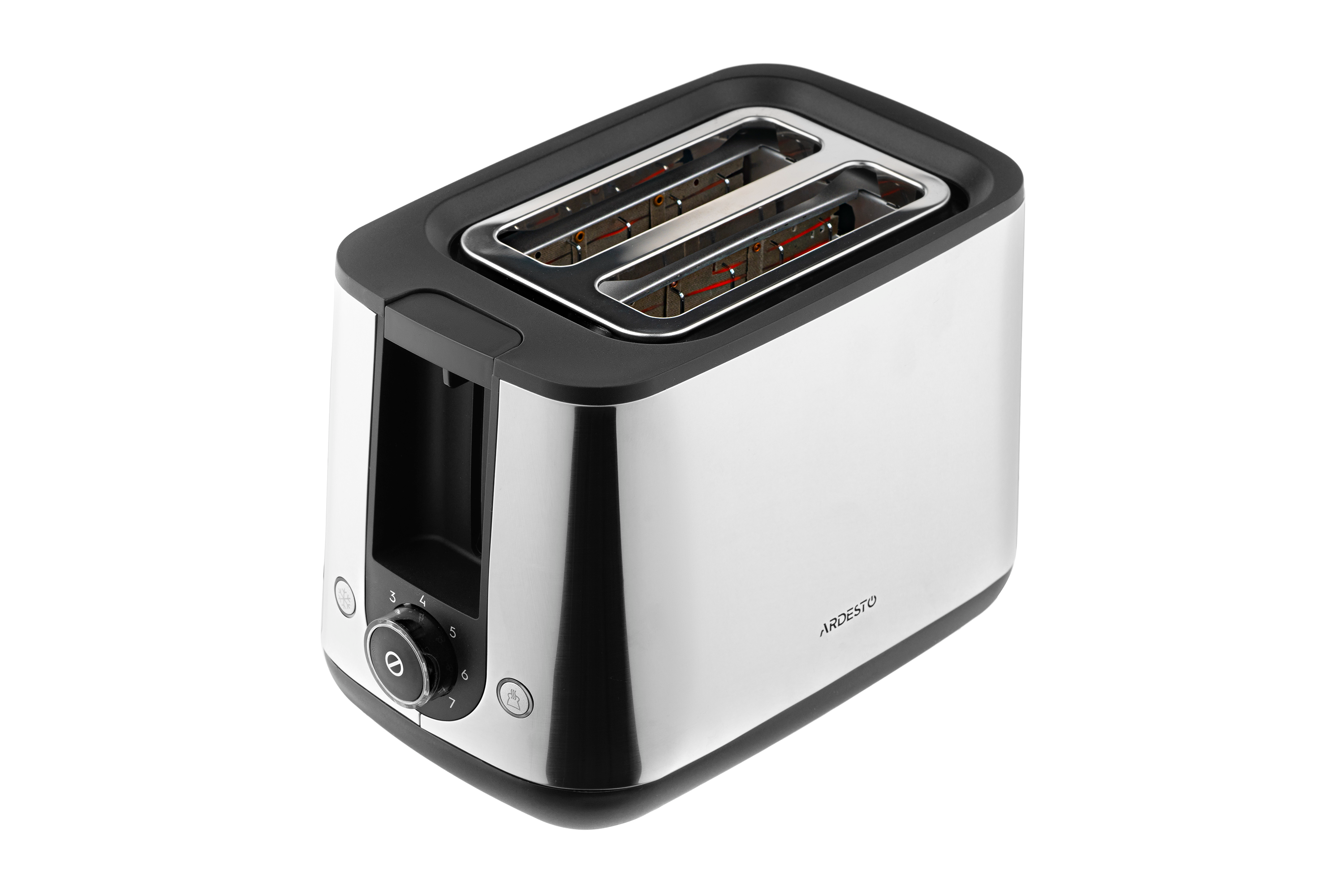 Тостер кухонный из нержавеющей стали на 2 слота Ardesto Steel Collection T-K200 с таймером 7 ступеней обжарки 800 Вт Серебристый (T-K200)