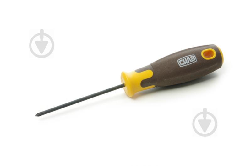 Отвертка крестовая композитная рукоятка СИЛА CrV PH0 3x75мм Phillips вороненная (031589)