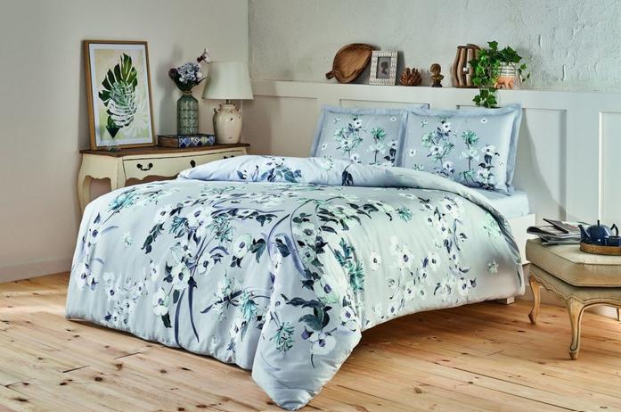 Постельное белье TАС Сатин Emili gri v06 Евро Серый