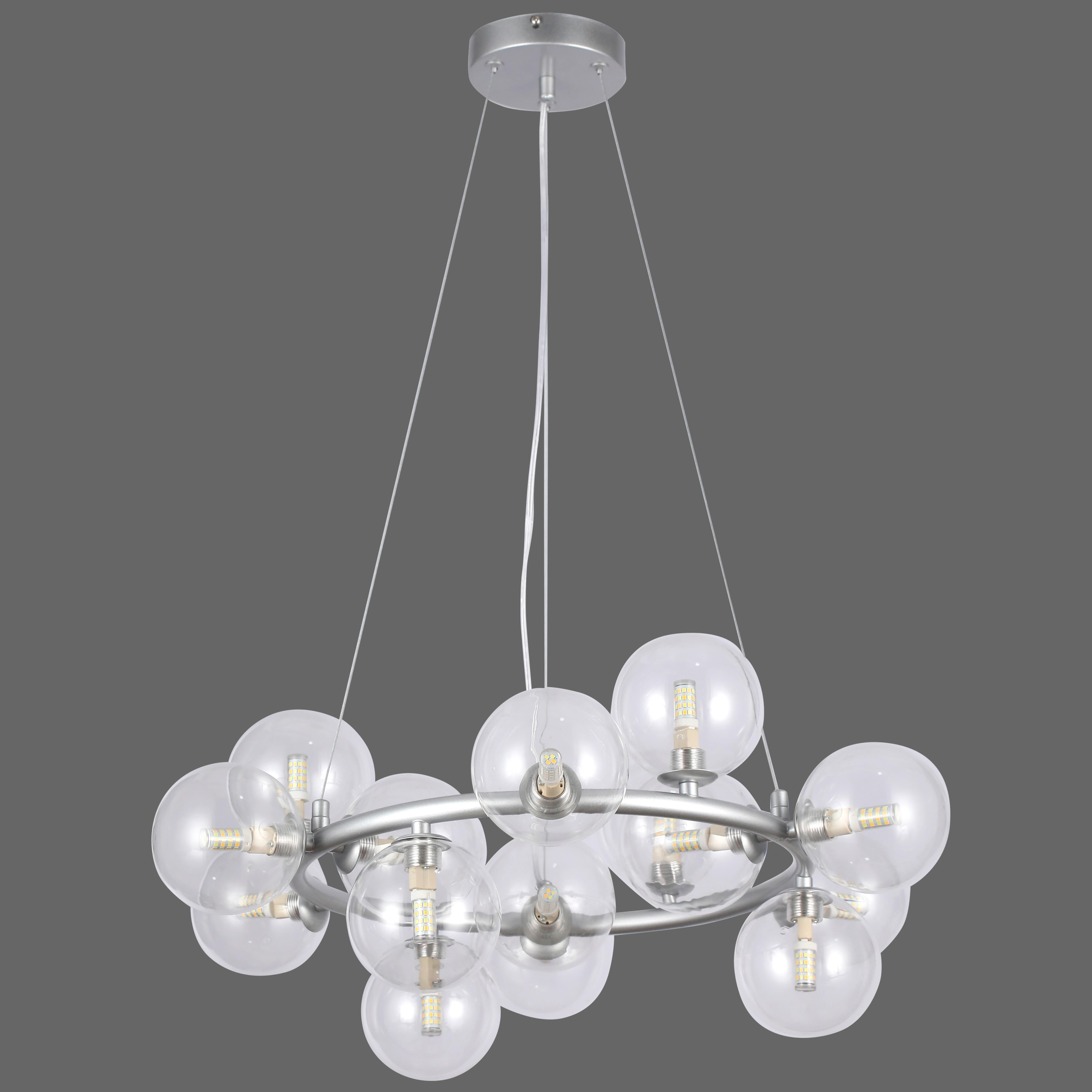 Люстра круглая на 15 ламп с прозрачными плафонами Серый (84-1019-15 GAB+CL (S))