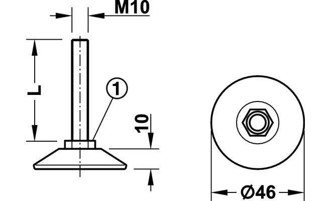 Опора-гвинт регульована NM Ø47 М10х30 мм (FR-6050) - фото 2