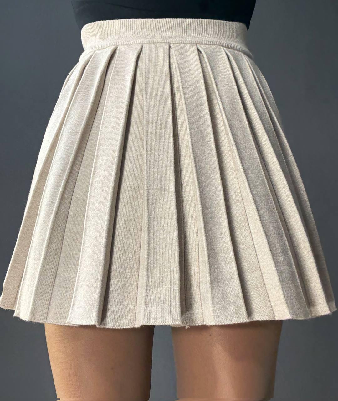 Юбка женская A-N 9956 вязаная теплая в складку на резинке OS Бежевый (4906) - фото 6 Юбка женская A-N 9956 вязаная теплая в складку на резинке OS Бежевый (4906) - фото 6