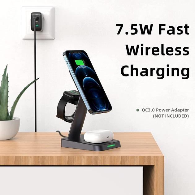 Док-станція Acefast 3в1 Magnetic Wireless Charging Stand - фото 6