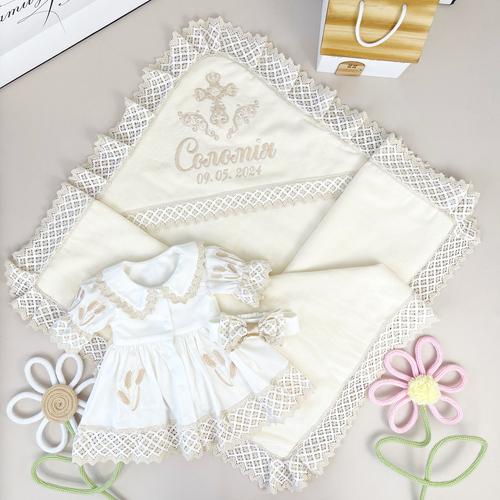 Набор крестильный для девочки Family Tradition "Соломія" с вышивкой Айвори молочный (50066)