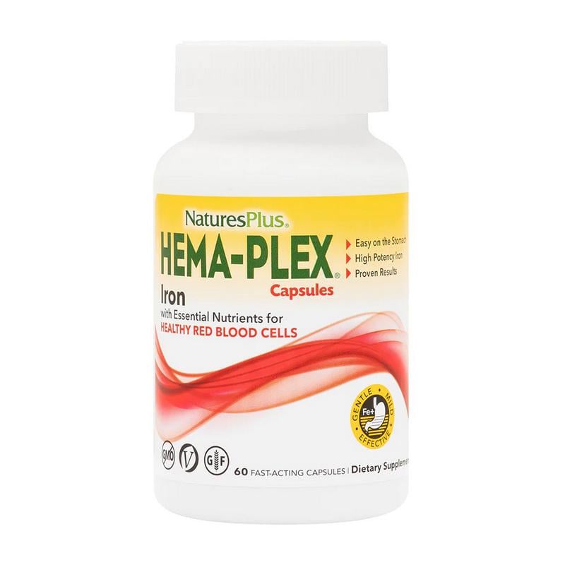 Железо с витамином C и B12 Natures Plus Hema-Plex Iron 85 мг 60 капс.