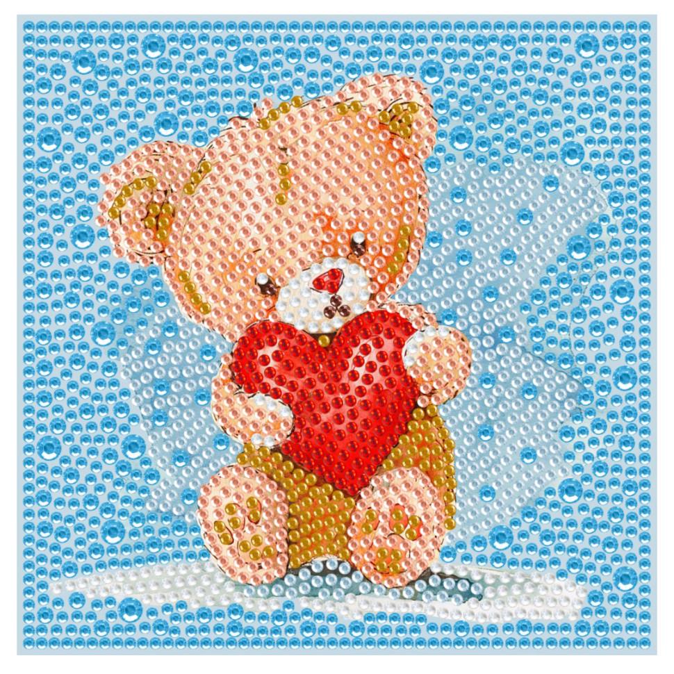 Алмазная мозаика Brushme Мишка Тедди с рамкой 15х15 см