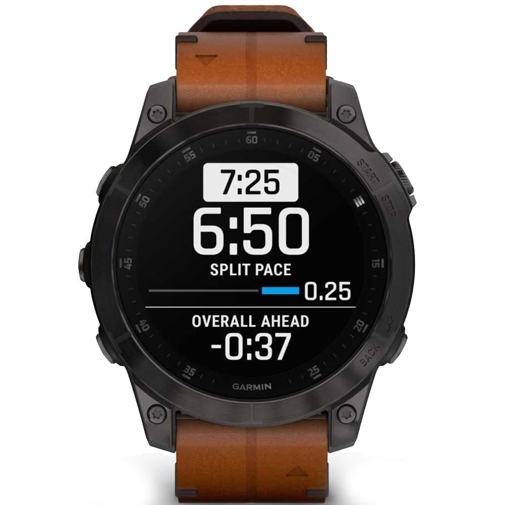 Смарт-годинник Garmin Epix 2 Sapphire Black/Carbon Gray with Chestnut leather band (010-02582-30) - фото 5