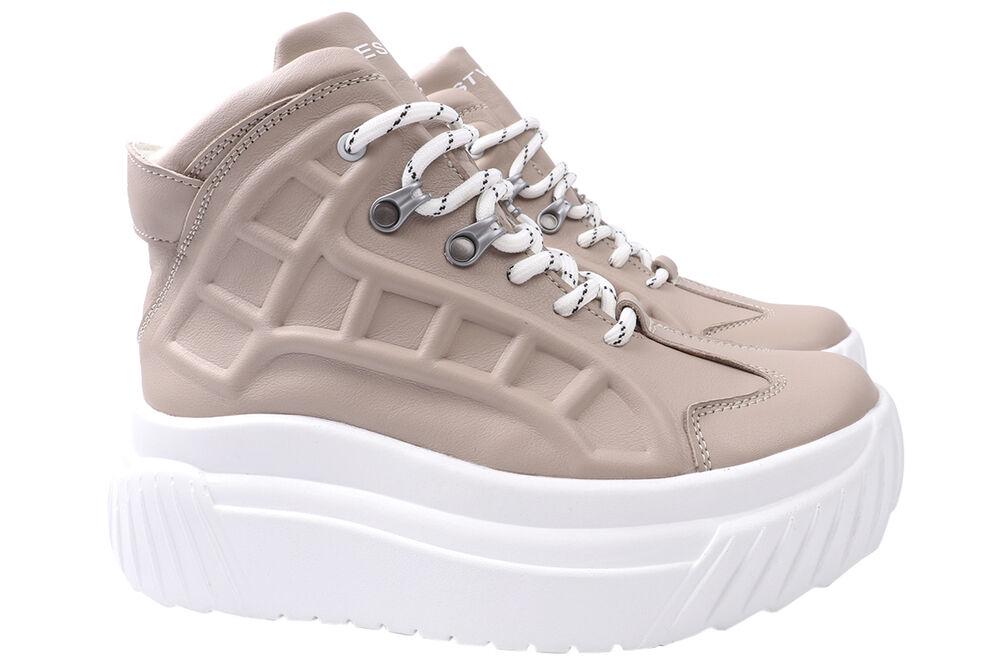 Ботинки женские Best Vak из кожи на платформе р. 37 Бежевый (44-21ZHSPF)