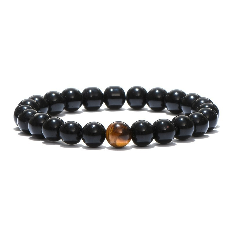 Браслет з агату та тигрового ока р. 21 Чорний
 (80013)