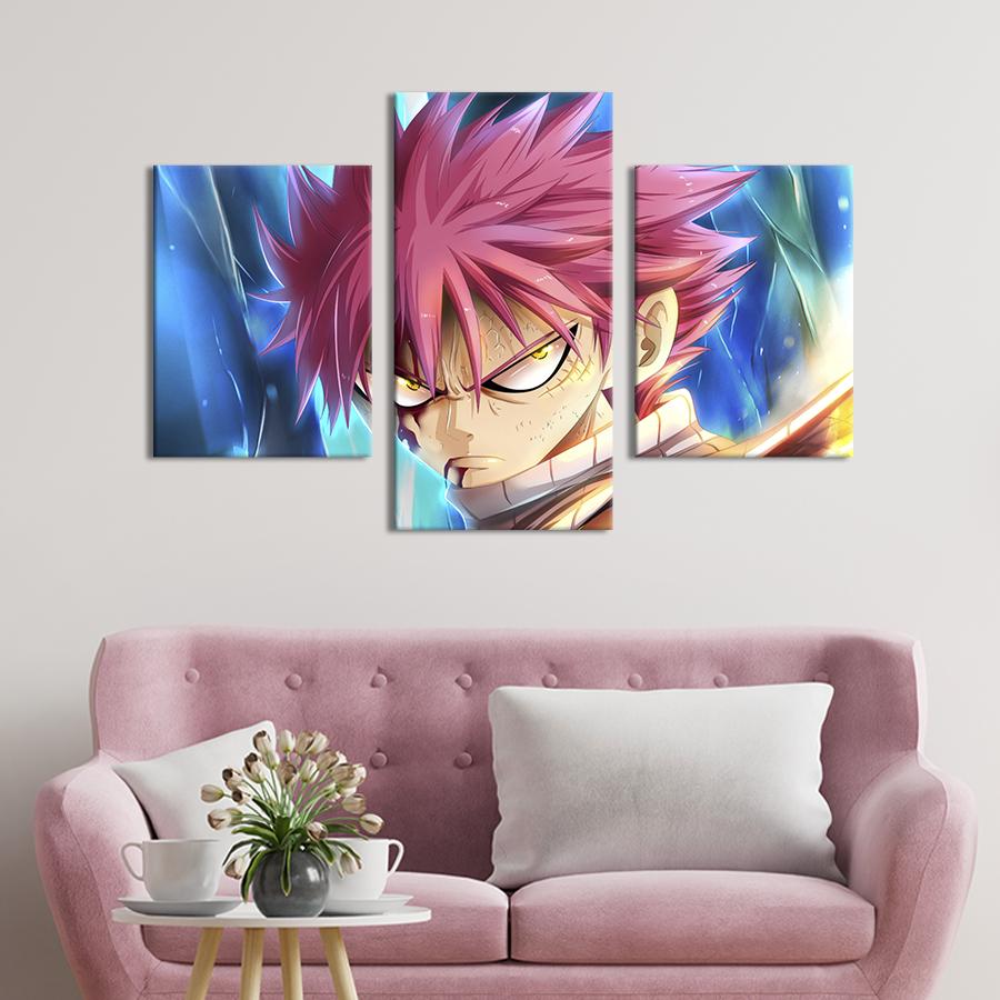 Картина на холсте триптих Natsu Dragneel 141x90 см (1426-32)