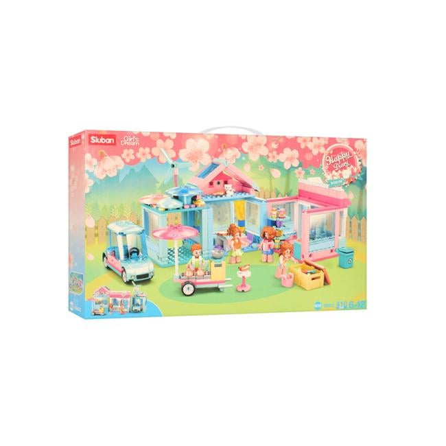 Конструктор Sluban Girl's dream Наш новий будиночок з пластику на 410 дет. Блакитно-рожевий (150-98-M38-B0822)