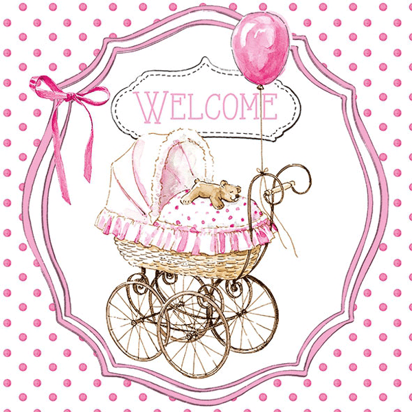 Салфетки для декупажа Ambiente Welcome pink 18,5г/м2 33х33 см 20 шт. 12 пач. (8712159152166)