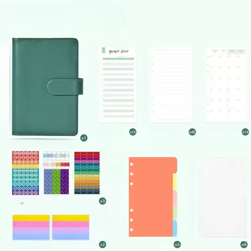 Блокнот-планер для грошей бюджету та зберігання фінансів/для ведення обліку доходу формат А6 Зелений - фото 2 Блокнот-планер для грошей бюджету та зберігання фінансів/для ведення обліку доходу формат А6 Зелений - фото 2