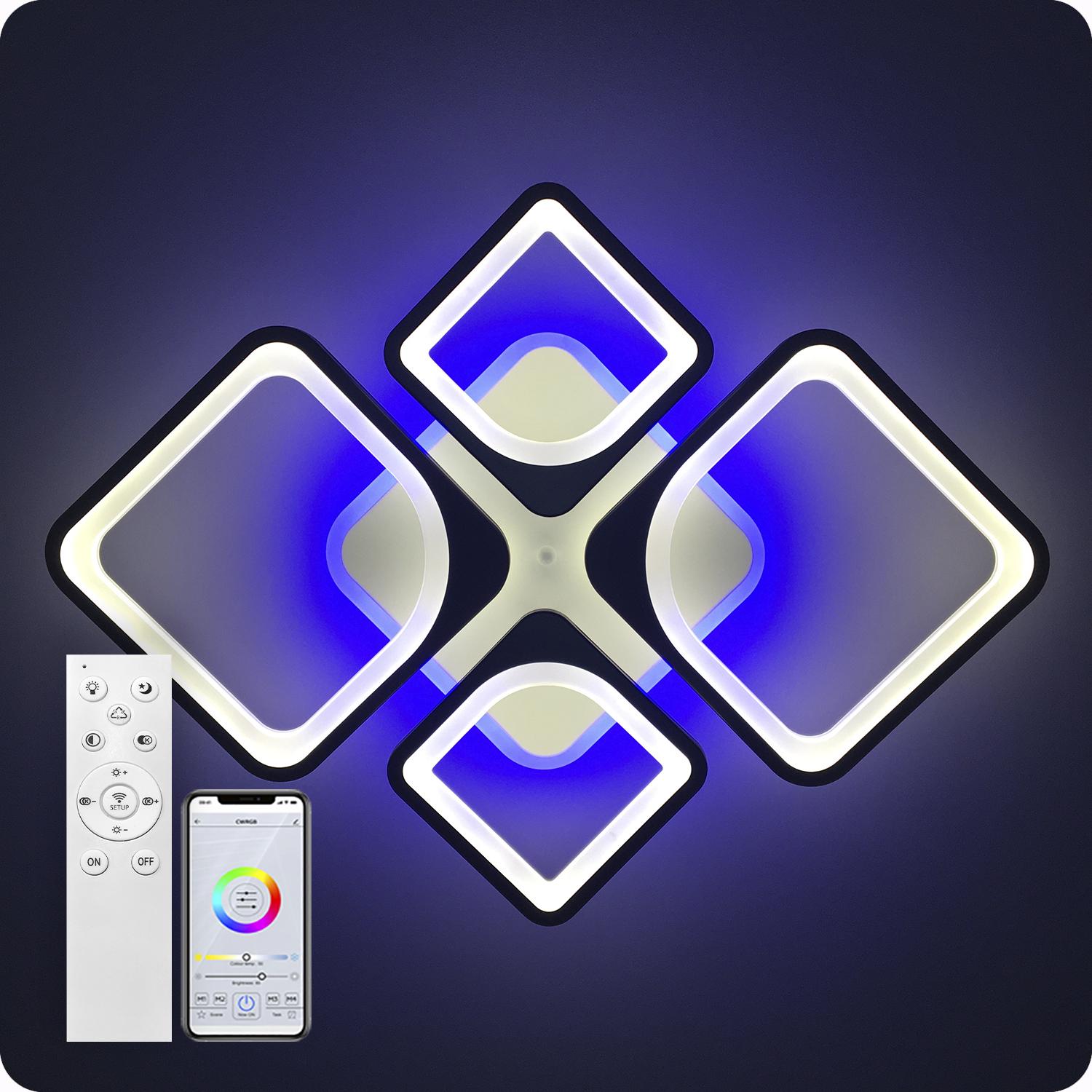 Люстра светодиодная 517 Light 3color с пультом 120 Вт Черный (01673) - фото 12