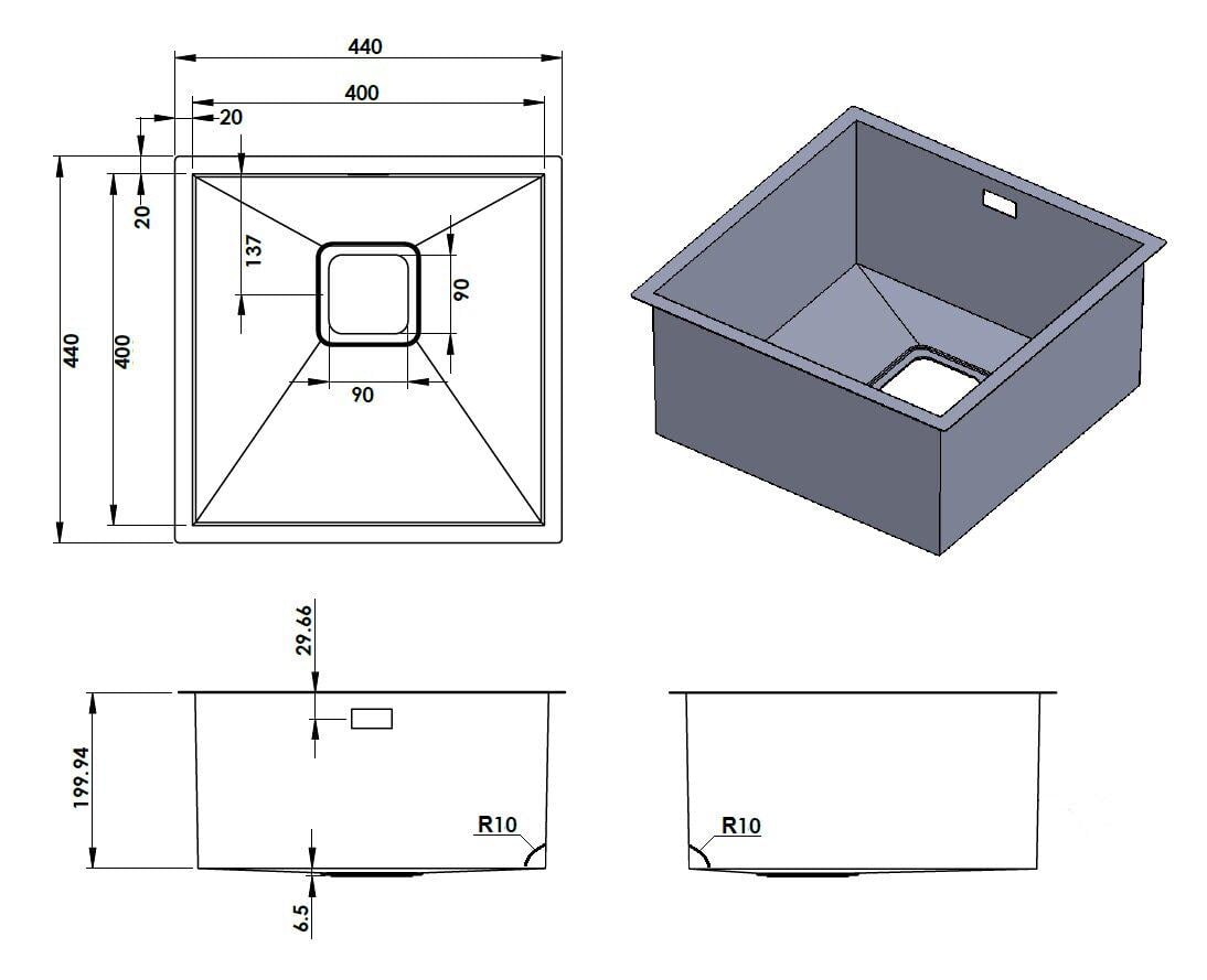 Мийка Quadro 44 Celldecor Nano Graphite (8216.401.1703) - фото 3