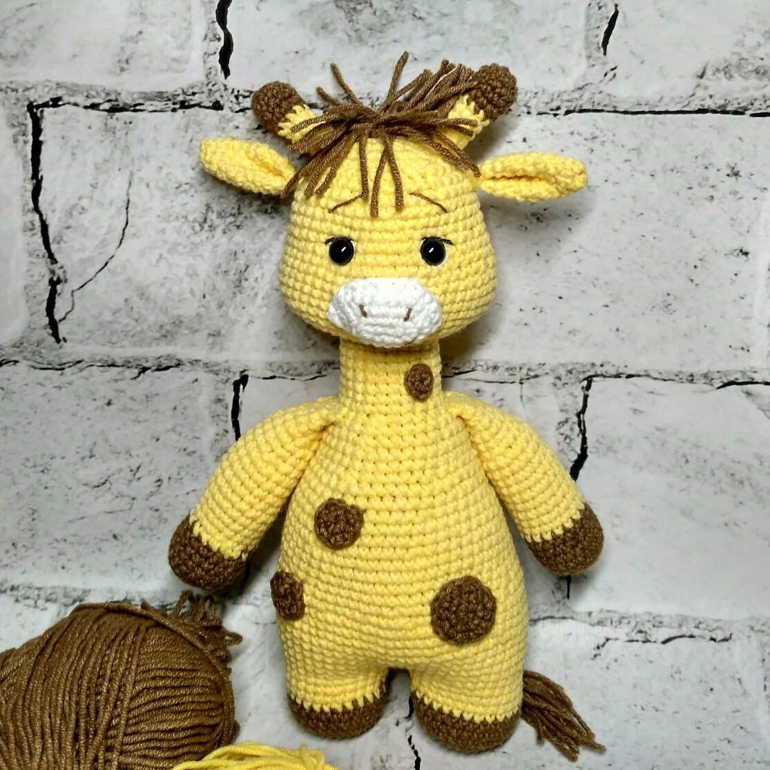 Мягкая игрушка вязаная ручной работы Жираф Гоша амигуруми (202-6)