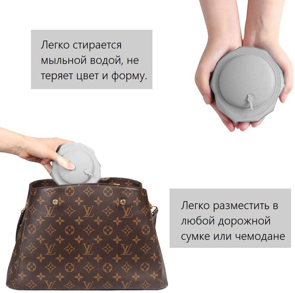 Дорожня подушка-підголовник Travel Neck Pillow на шию з вбудованою помпою Сірий - фото 2