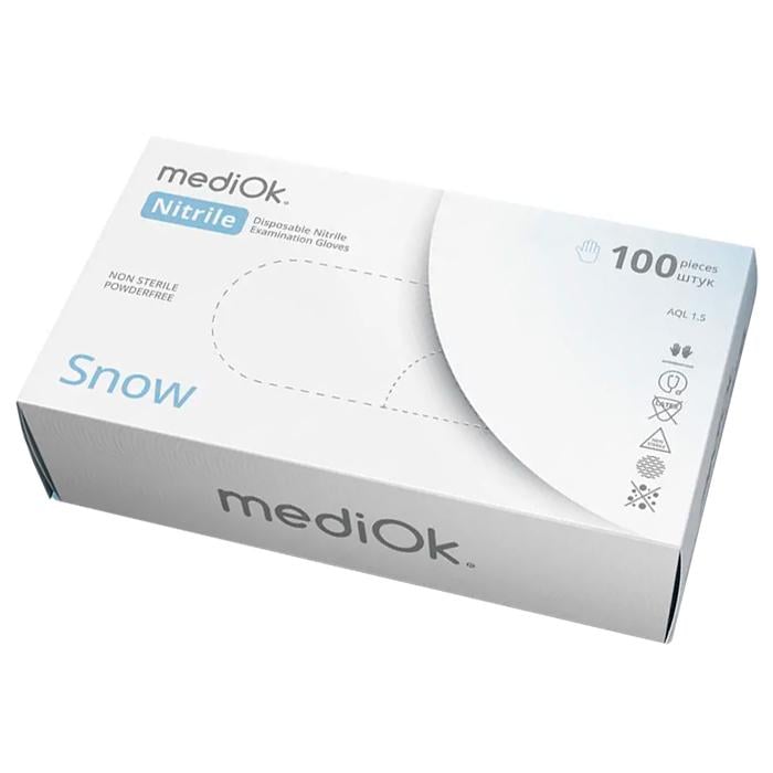 Рукавички MediOk Snow неопудрені текстуровані M 100 шт. Білий