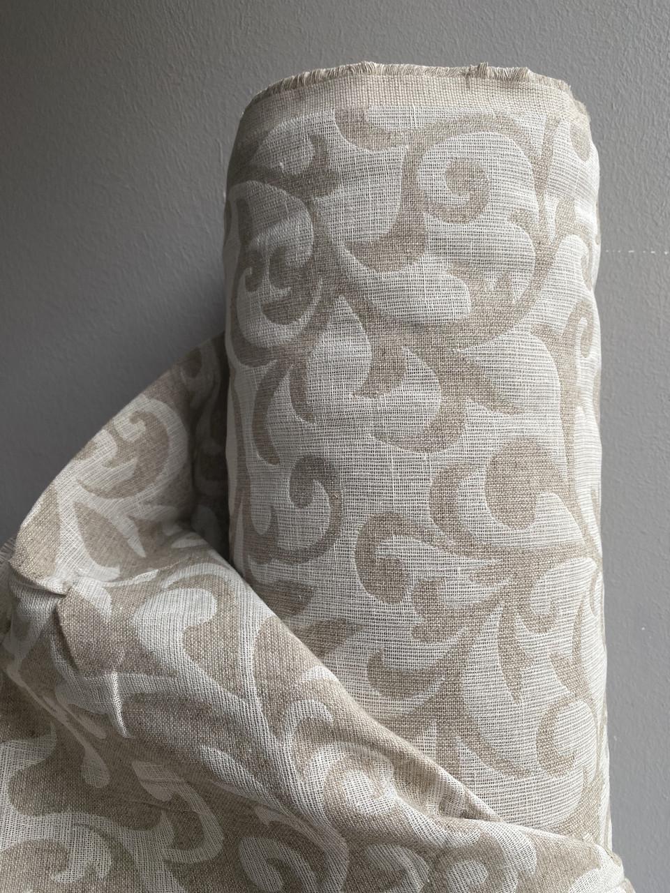 Ткань декоративная с узорами LINEN PLUS льняная 165 см 21/330 Серый