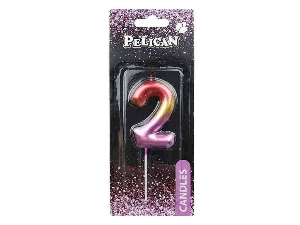 Свеча для торта Pelican 2 6 см Разноцветный (866062)