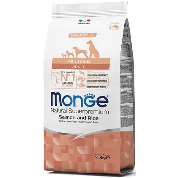 Корм для собак сухой Monge Dog All Breeds лосось с рисом 2,5 кг (000025633)