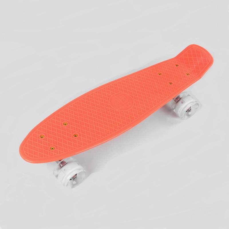 Скейт Пенни борд Best Board со светящимися PU колёсами Orange (99616)