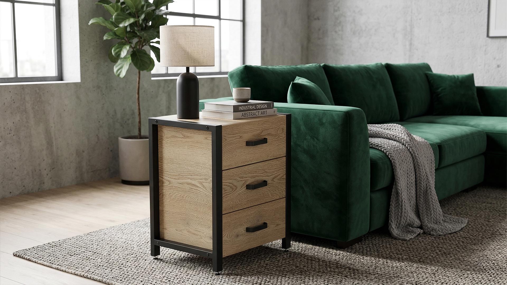 Тумба универсальная Ferrum-decor Вивьен ДСП 16 мм 3 50x41x40 Черный/Дуб Кремона Торро (FRD-107747)