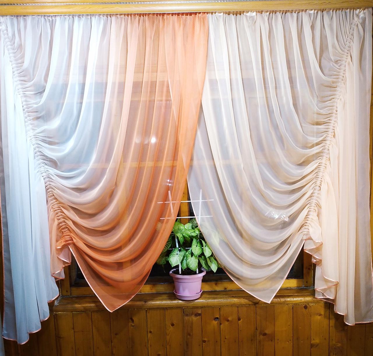 Занавеска короткая готовая Кетрин Персиковый (1566089397)