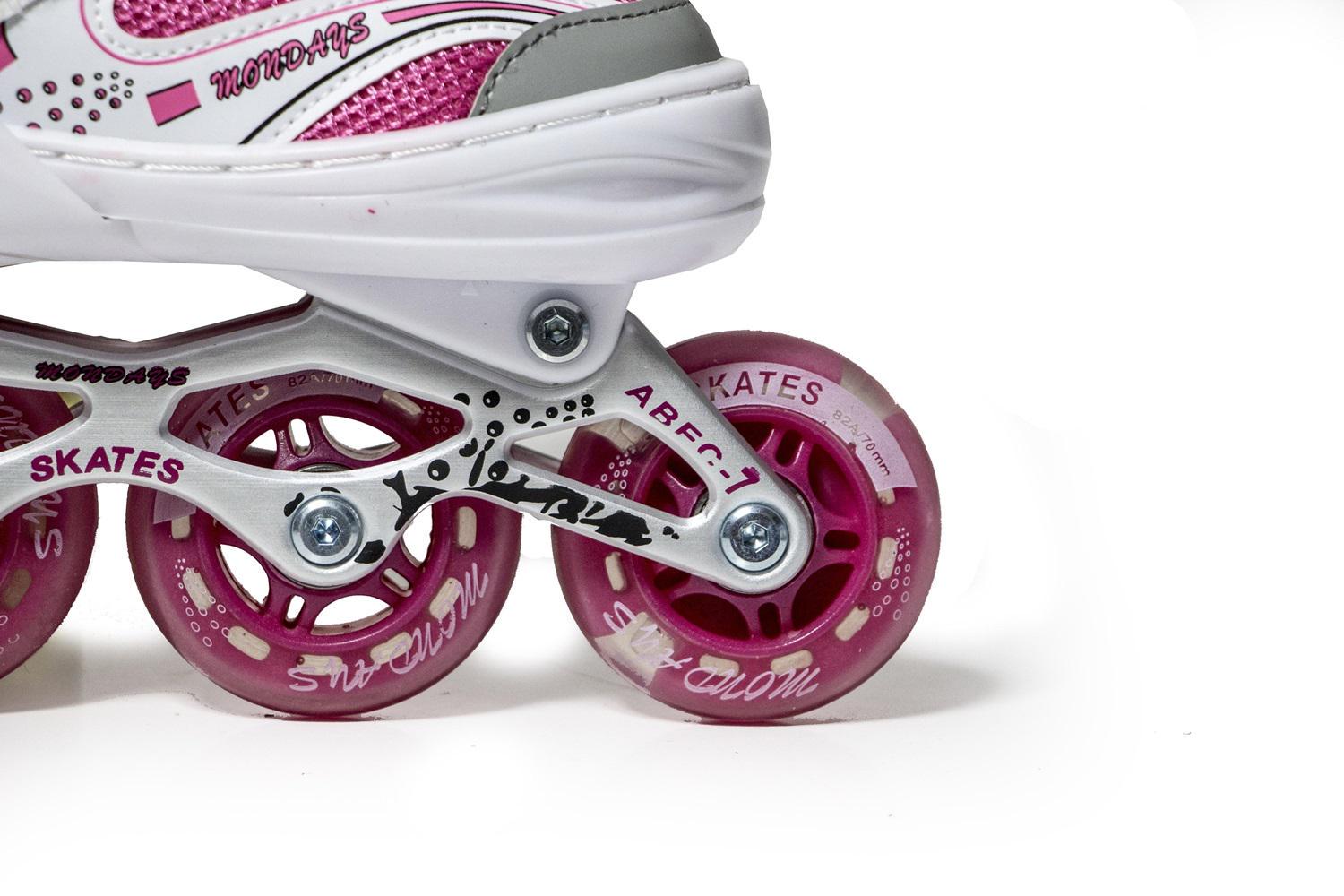 Роликовые коньки Happy Mondays колеса со светом PU 23,5-27 см р. 38-42 Pink (21658521) - фото 3