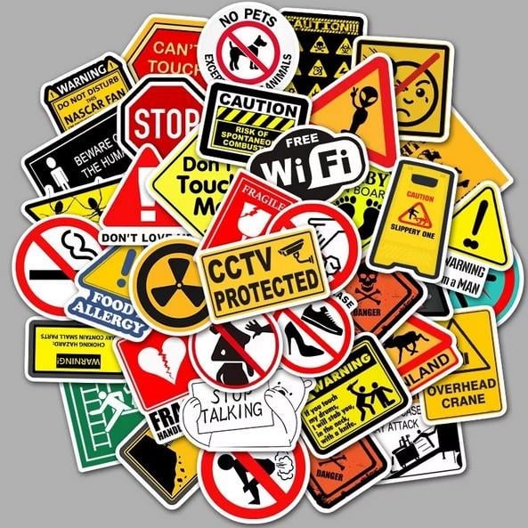 Набор наклеек Warning 50 шт. (1991469087) Набор наклеек Warning 50 шт. (1991469087)