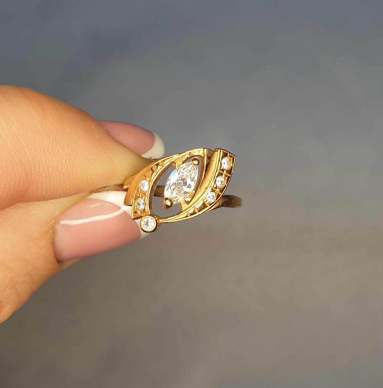 Кольцо позолоченное с кубическим цирконием р. 17,5 1,8 м (1519759985) Кольцо позолоченное с кубическим цирконием р. 17,5 1,8 м (1519759985)