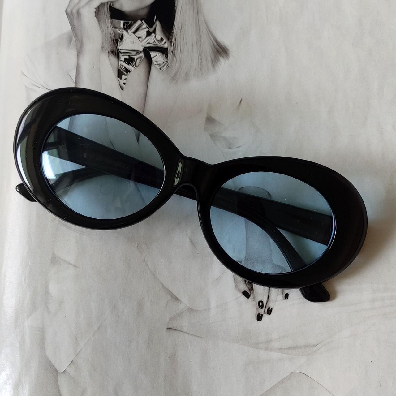 Солнцезащитные очки овал Черный с голубым