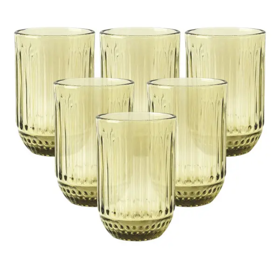 Набор стаканов для напитков ребристые 6 штук Зеленый Набор стаканов для напитков ребристые 6 штук Зеленый