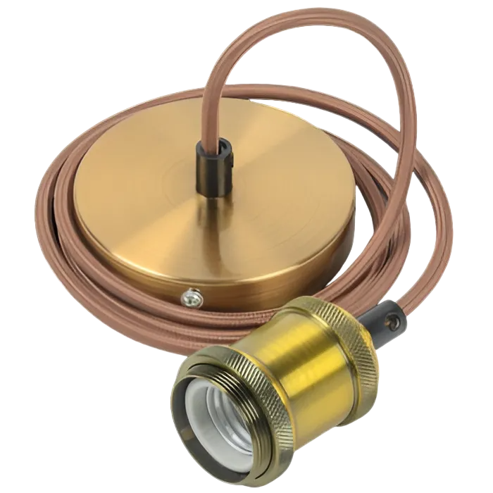 Патрон подвесной УЭК RETRO E27 со шнуром 1,5 м Золотой (EPA12-04-02-K22)