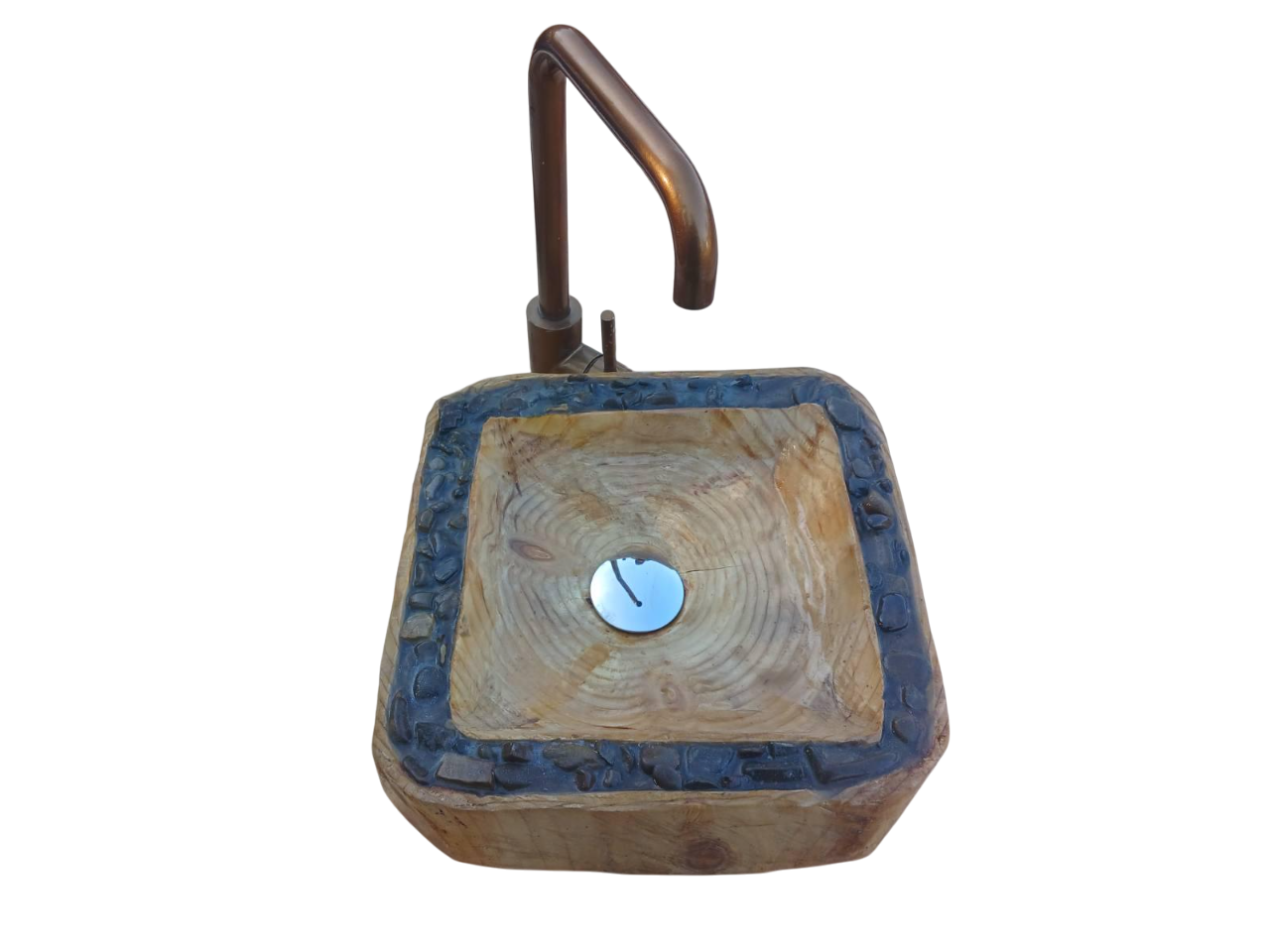 Раковина из камня и дерева StoneWoodEpoxy 33х33х10 см