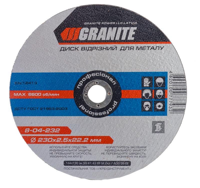 Диск абразивный отрезной для металла GRANITE 230х2,5х22,2 мм (8-04-232)
