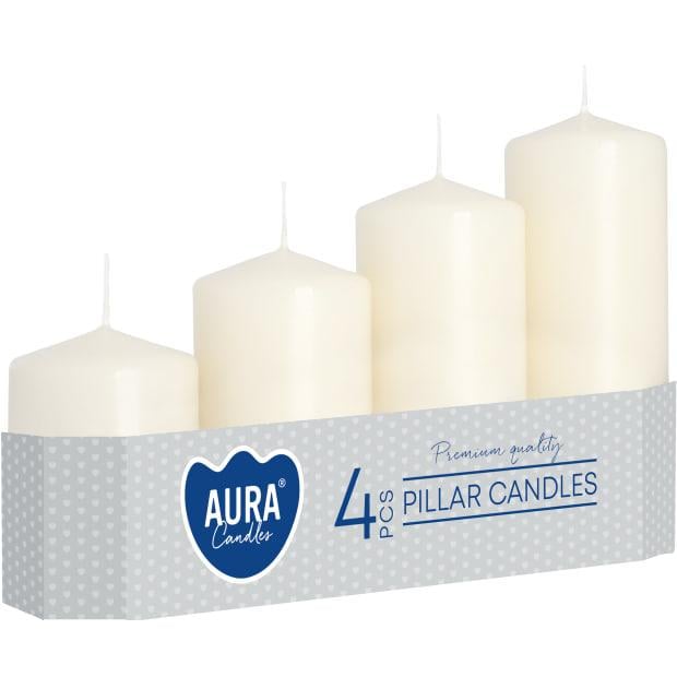 Набір свічок циліндр Bispol Aura Candles 4 шт. Молочний (sw50/4-011)
