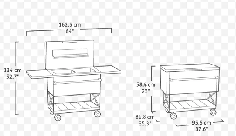 Стол-трансформер садовый Keter Patio Cooler на колесиках (CNT00008795) - фото 2