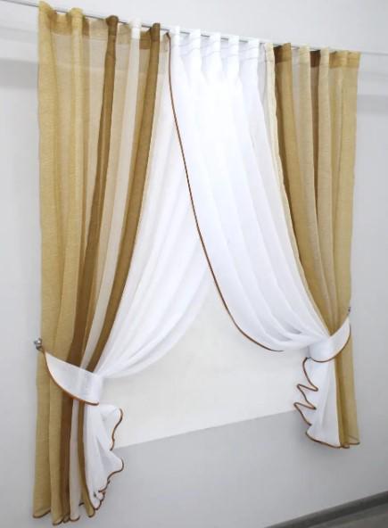 Фіранка на кухню/балкон 400х170 см Коричневий/Білий (111к) - фото 4