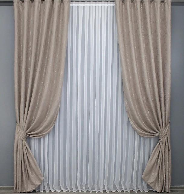 Шторы лен Pavliani Мрамор 1,5х2,7 м 2 шт. Пудрово-серый (1364ш)