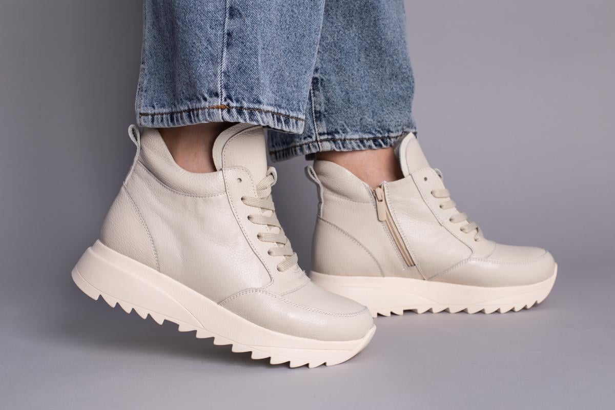 Кроссовки женские кожа флотар на меху р. 36 Молочный (9417-3з/36)