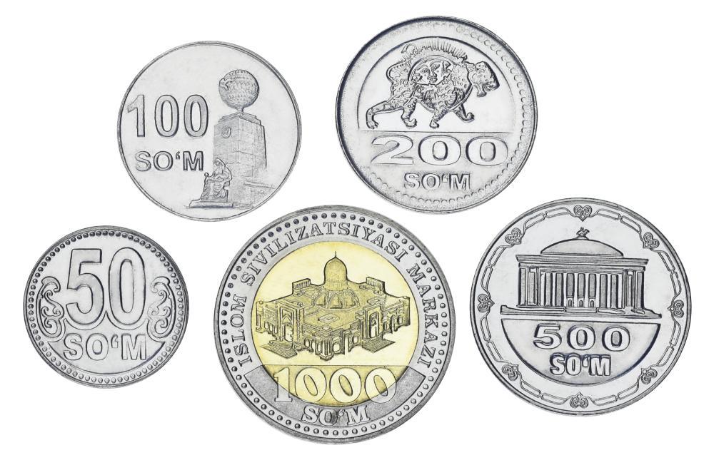 Коллекционные монеты Узбекистан из 5 монет 2018-2022 UNC 50/100/200/500/1000 сумм (М24339)