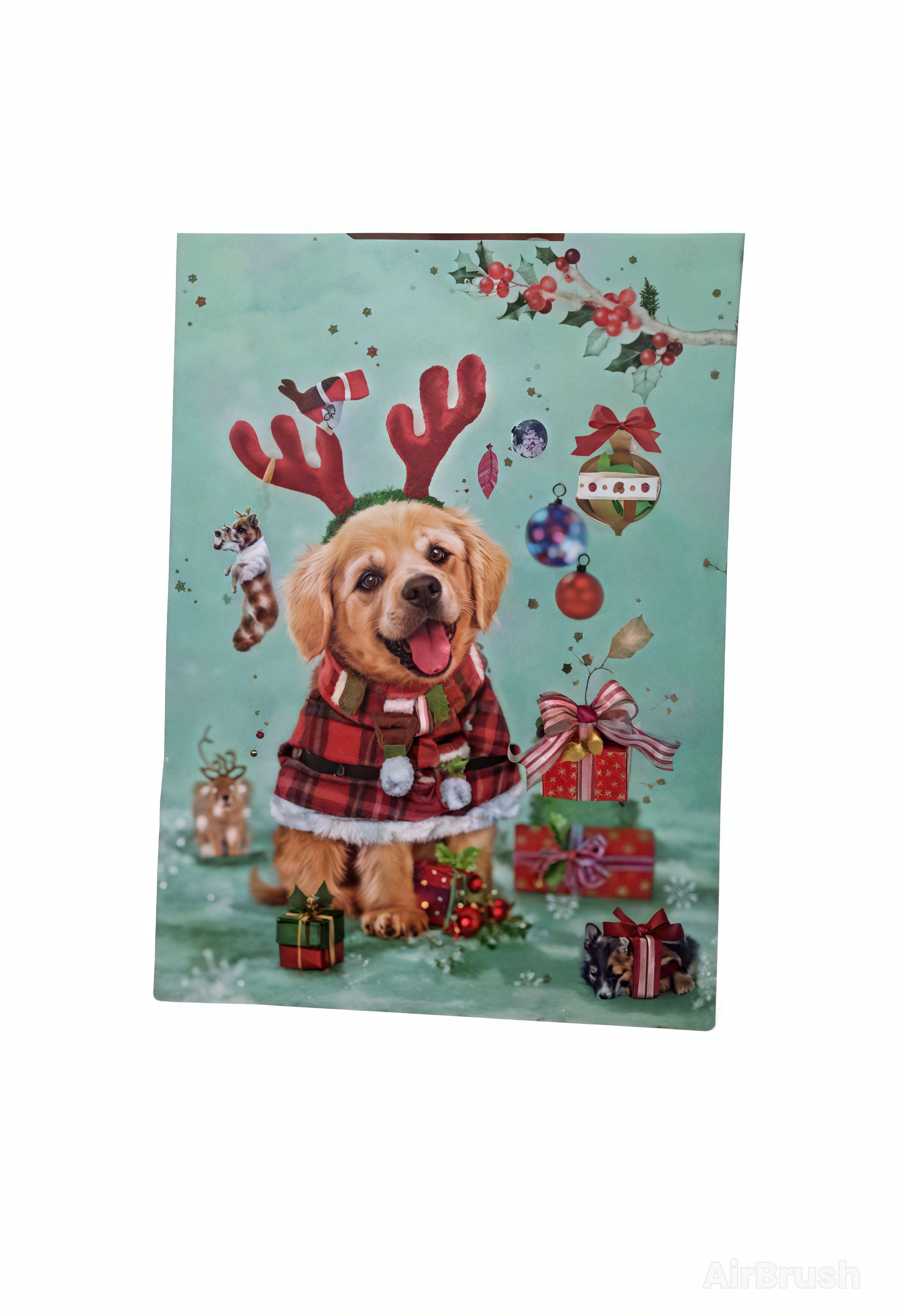 Подарунковий пакет новорічний Stenson Песик паперовий XXL 51х72х18 см (R33034)