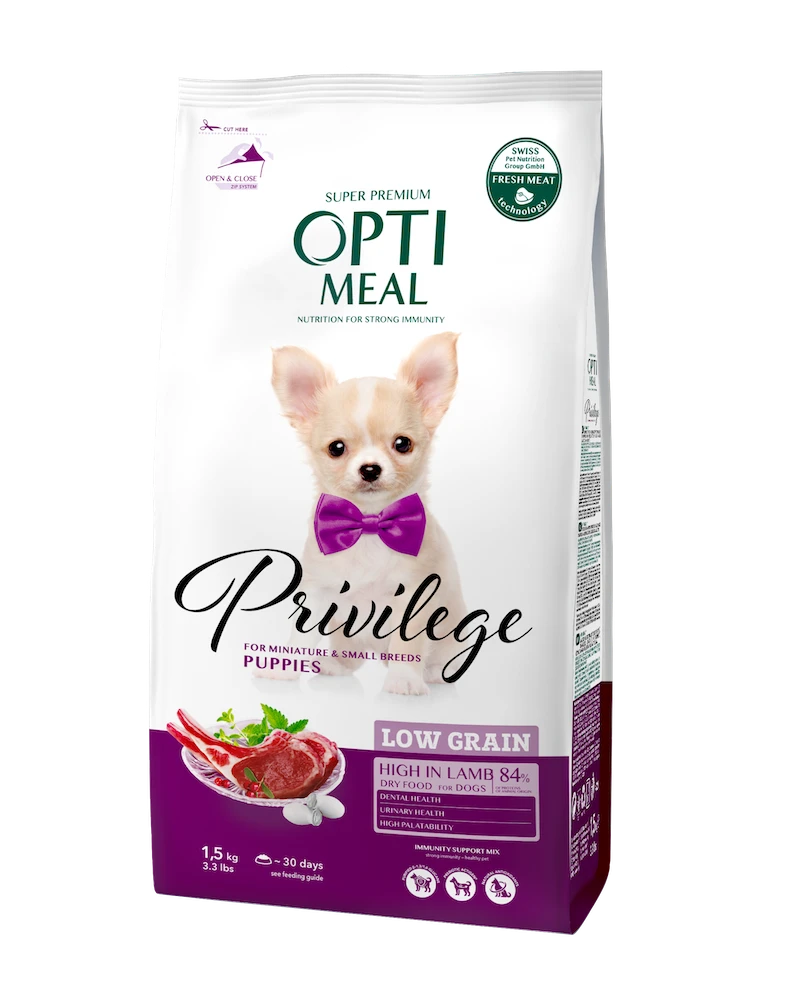Корм сухой Optimeal Privilege Low Grain Puppies Small Breeds низкозерновой с ягнятины 1,5 кг