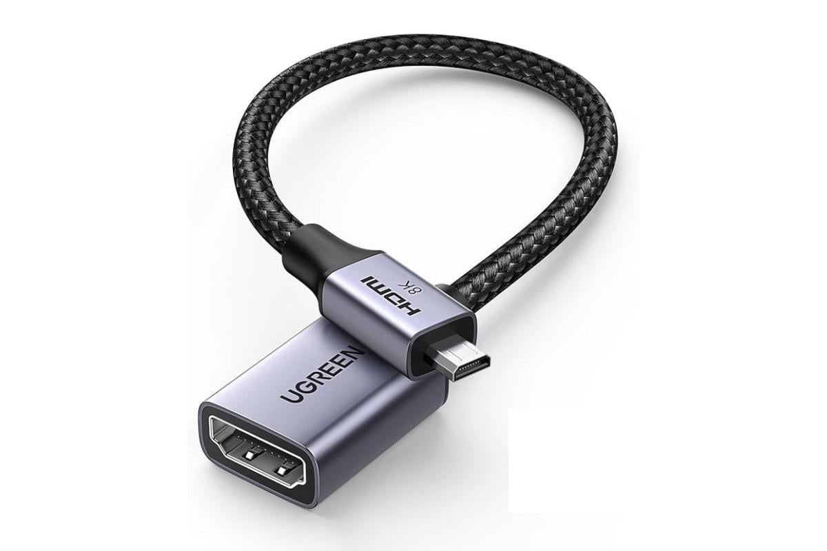 Кабель Micro HDMI-HDMI Ugreen HD182 8k 60hz 4k 240hz 180hz 144hz HDR VRR 0,2 м Grey (65593)